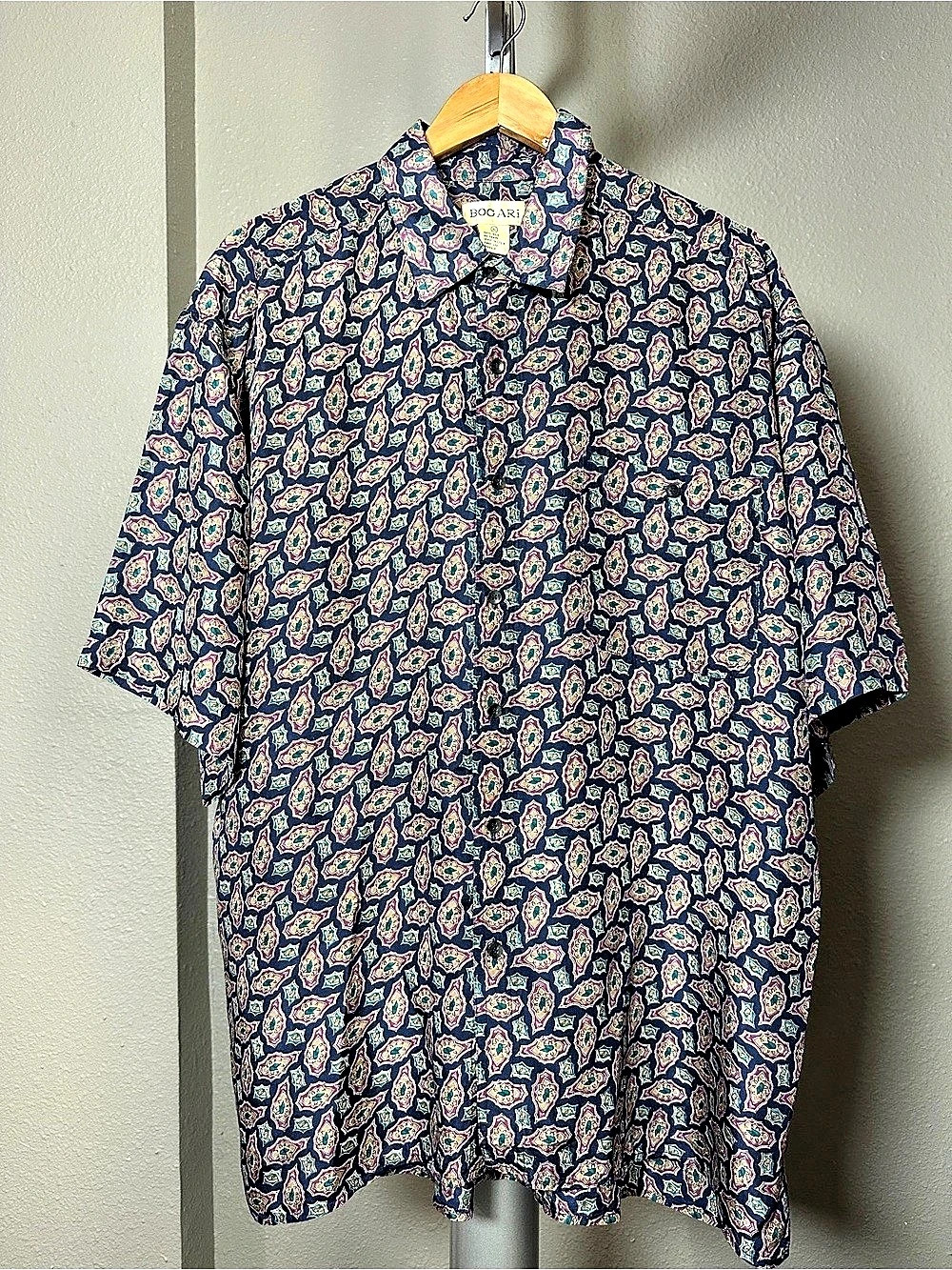 Vintage Bogari Paisley 100%  Silk Shirt XL